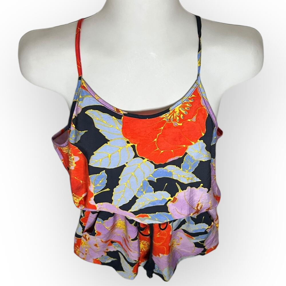 Ann Taylor Loft Women's Multicolor Floral Full Bloom Romper Size Medium Petite - Picture 5 of 15